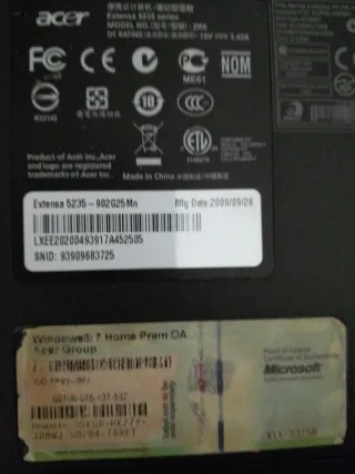 Ordenador Acer Negro para piezas