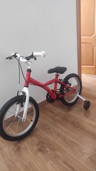 Bicicleta infantil roja, de 16 pulgadas,