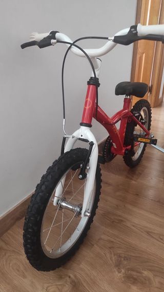 Bicicleta infantil roja, de 16 pulgadas,
