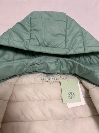 Abrigo plumífero ligero talla S nuevo verde agua
