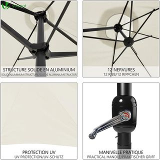 Sombrilla Doble Rectangular Beige VOUNOT