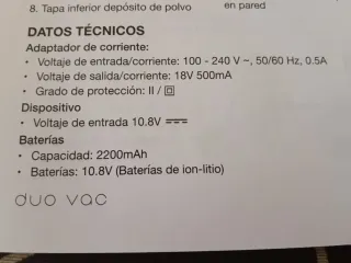 Aspirador Vertical Inalámbrico Duo Vac