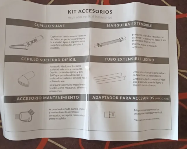 Kit accesorio Aspirador Vertical Inalámbrico Duo V