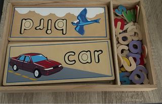 Juego educativo letras y palabras madera