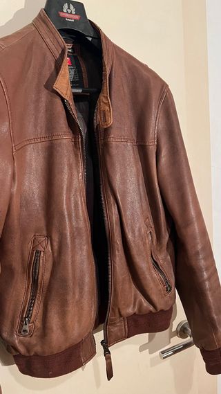 Chaqueta Redskins Cuero Marrón