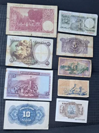 Lote 9 Billetes Españoles Pesetas
