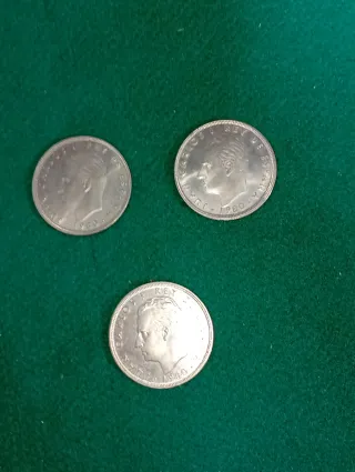3 Monedas Carlos Rey de España 1980, mundial 82