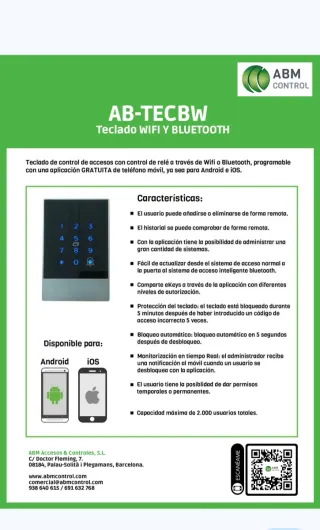 Teclado ABM CONTROL c/ Wifi/Bluetooth + Central