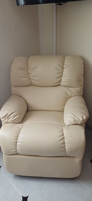 Sillón elevador con masaje, piel sintética beige