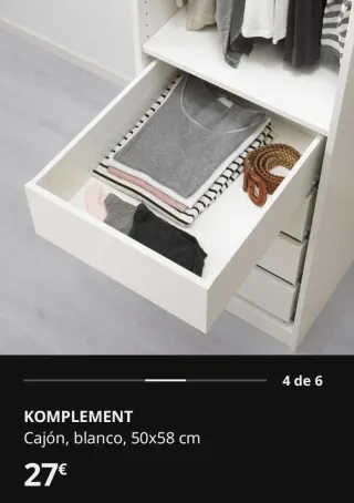 Cajón Blanco Ikea KOMPLEMENT 50x58cm 102.463.08