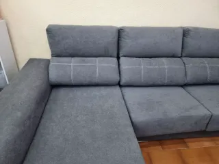 Sofá chaise longue tela gris