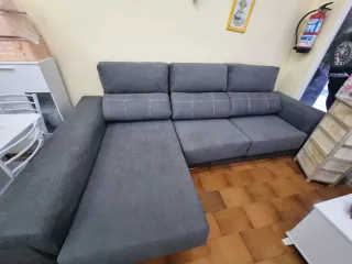 Sofá chaise longue tela gris