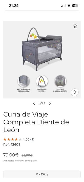 Cuna de viaje Asalvo con colchón y saco nórdico