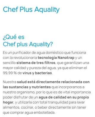 Purificador de agua Chef Plus Aquality