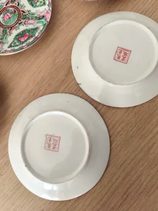 Conjunto porcelana china antigua – 7 platos +atril