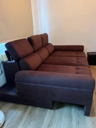 Sofá 3 plazas marrón tela