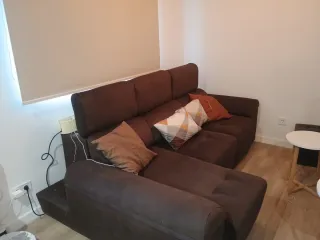 Sofá 3 plazas marrón tela