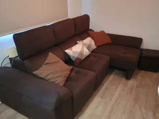 Sofá 3 plazas marrón tela