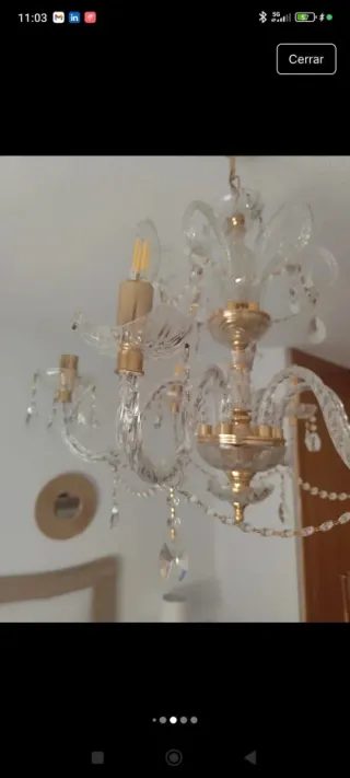 Lámpara araña cristal Murano dorada