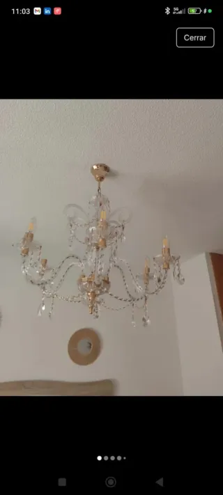 Lámpara araña cristal Murano dorada