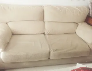 Sofá de pana beige 2 plazas