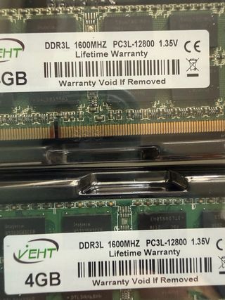 2x VEHT DDR3L 4GB RAM 1600MHz PC3L-12800