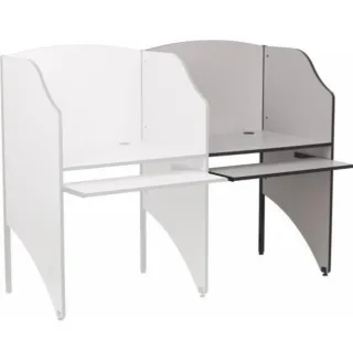 Escritorio modular blanco y gris