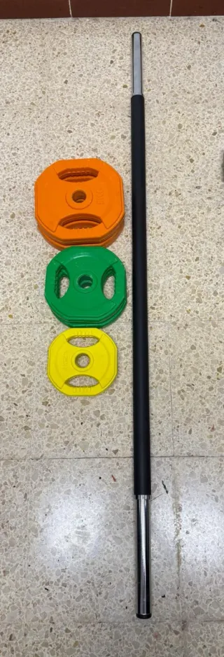 Set Body Pump barra y Discos 1,25kg 2,5kg, 5kg