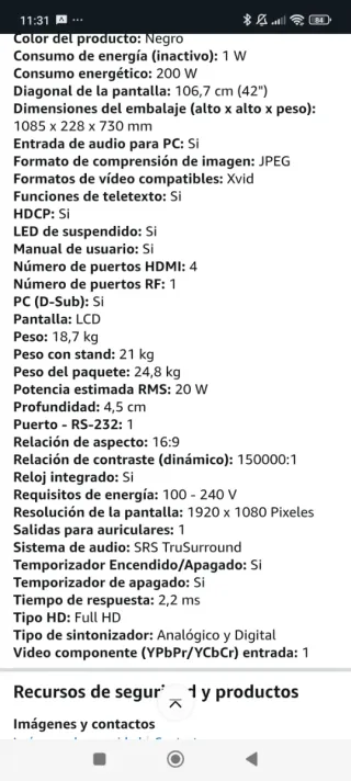 Televisor LG 42SL8500