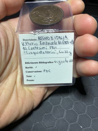 10 Centesimi 1911 Cinquantenario FDC