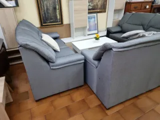 Conjunto sofás 3+2 plazas tela gris