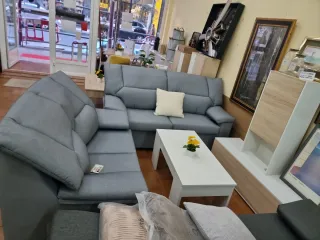 Conjunto sofás 3+2 plazas tela gris