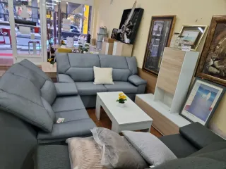 Conjunto sofás 3+2 plazas tela gris