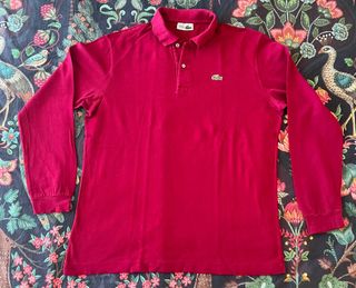 Polo Lacoste Manga Larga Rojo Talla L