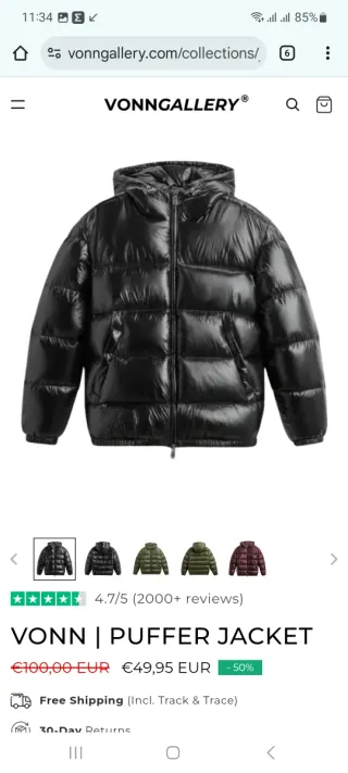 Cazadora Puffer Negra VONNGALLERY. Sin estrenar.