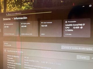 Ordenador HP Táctil intel i7, 16GB RAM, 512GB SSD