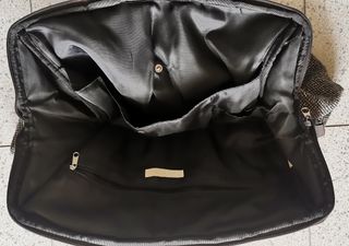 Borsa donna vintage tessuto grigio nero