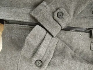 Abrigo paño gris capucha pelo 11-12 años