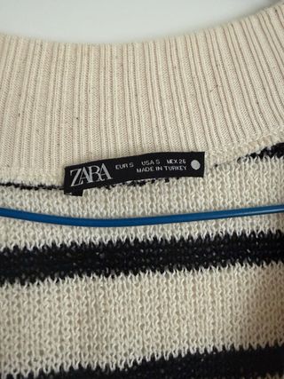 Chaleco Zara Oversize Rayas Beige/Negro