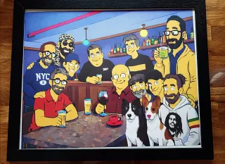 Ilustración enmarcada personalizada estilo Simpson