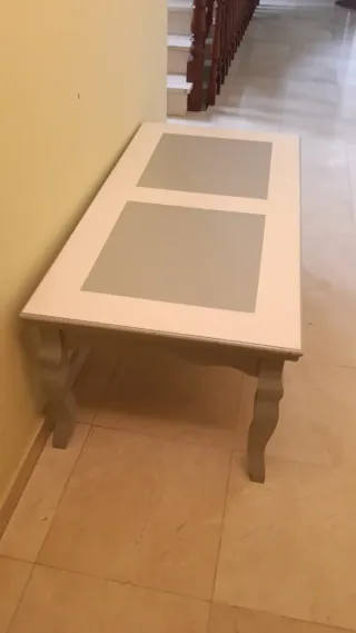 Mesa de centro madera blanca y gris