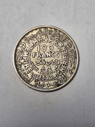 Lote 2 Monedas Marruecos 5 y 100 Francos