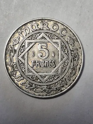 Lote 2 Monedas Marruecos 5 y 100 Francos