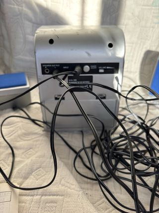 Mini home cinema azul y plateado