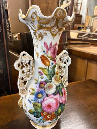 Coppia Vasi Porcellana Francese Floreale