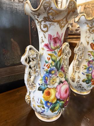 Coppia Vasi Porcellana Francese Floreale