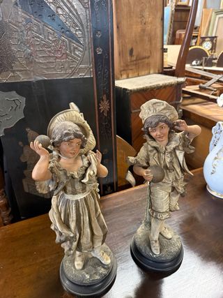 Coppia statue bambini terracotta