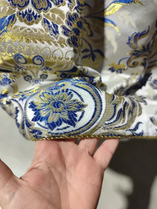 Falda Fallera Brocada Azul y Dorado