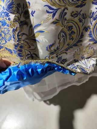 Falda Fallera Brocada Azul y Dorado