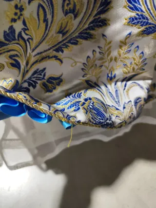 Falda Fallera Brocada Azul y Dorado